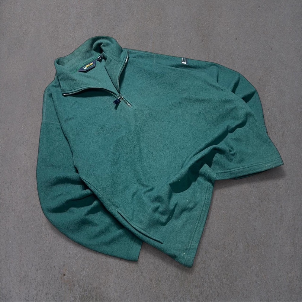 Vintage Green Eddie Bauer Polartec Quarter Zip Fleece Jacket